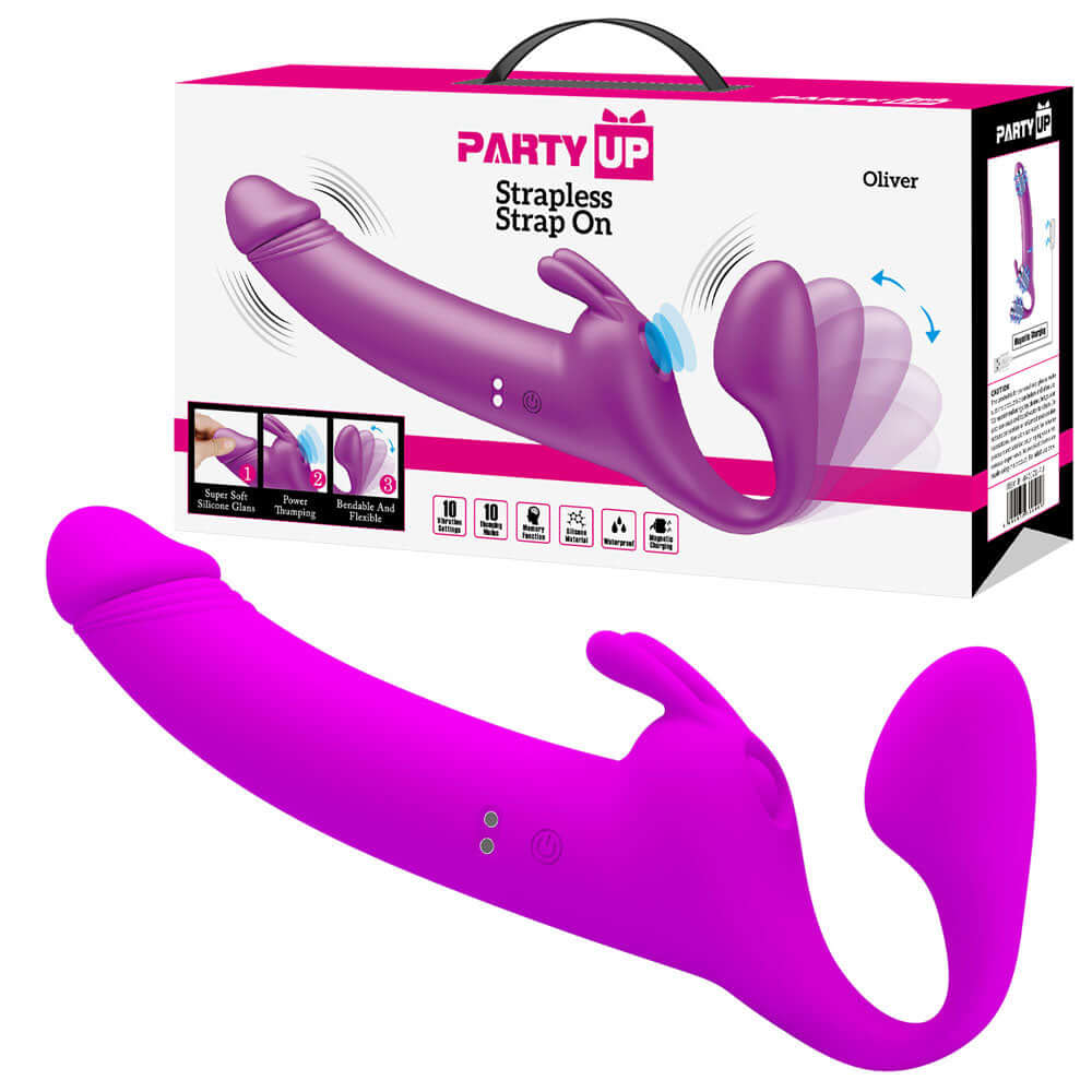 Party Up OLIVER Strapless Strap-On - Purple 28.3 cm USB Rechargeable Strapless Strap-On