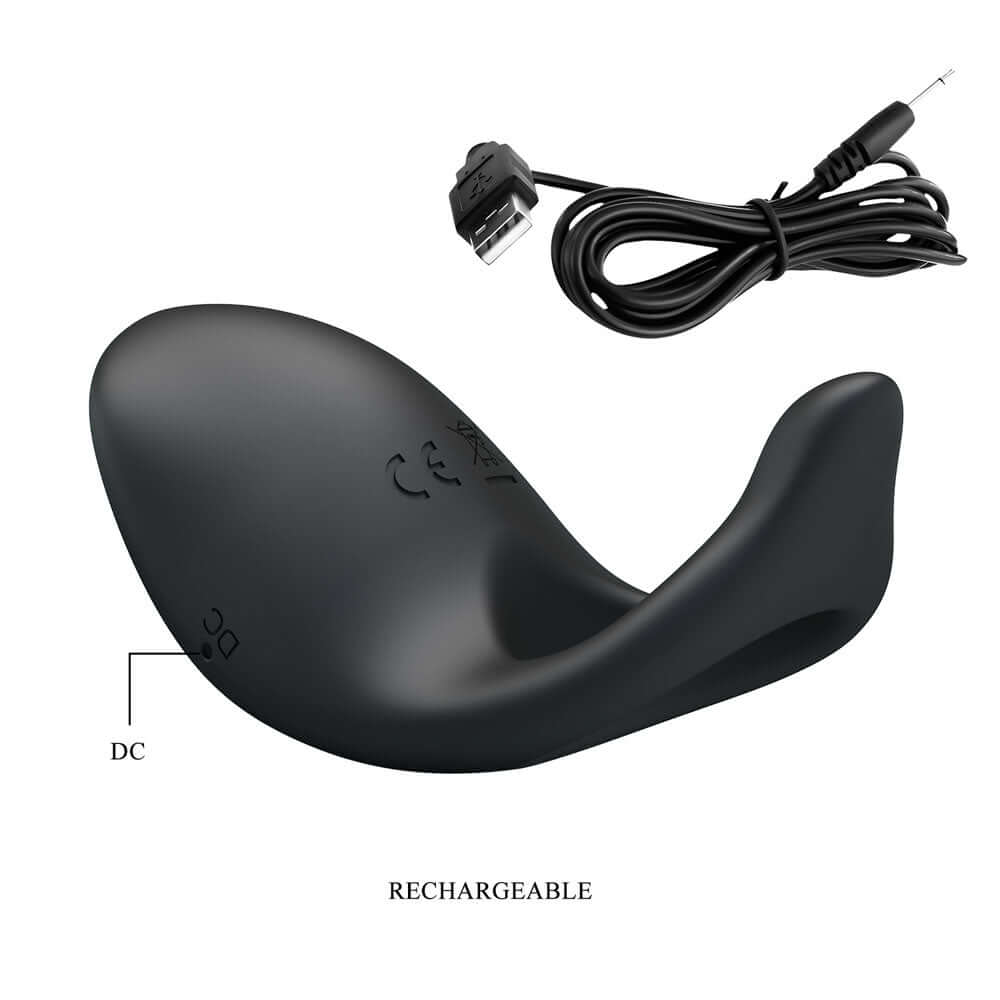 Party Up KING Rechargeable Cock Ring - Black USB Rechargeable Cock Ring