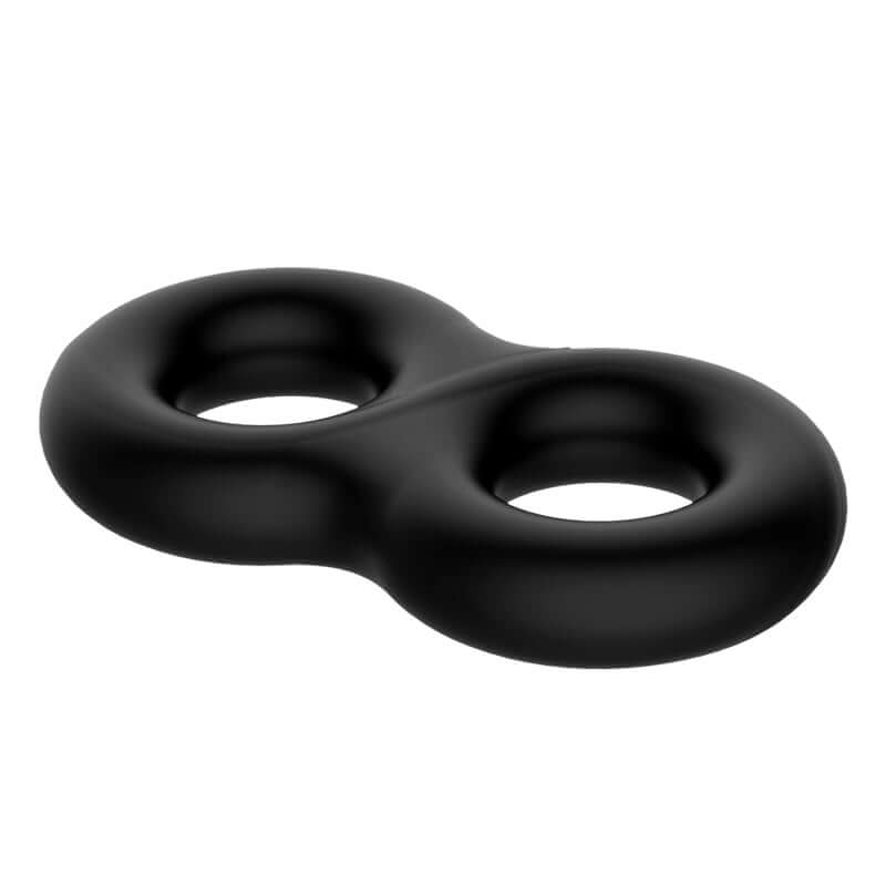 CRAZY BULL Double Donut Cock & Ball Ring - Black Cock & Ball Ring