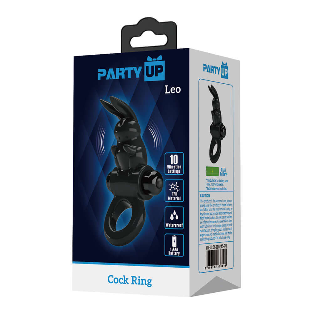 Party Up LARRY Vibrating Cock Ring - Black Vibrating Cock Ring