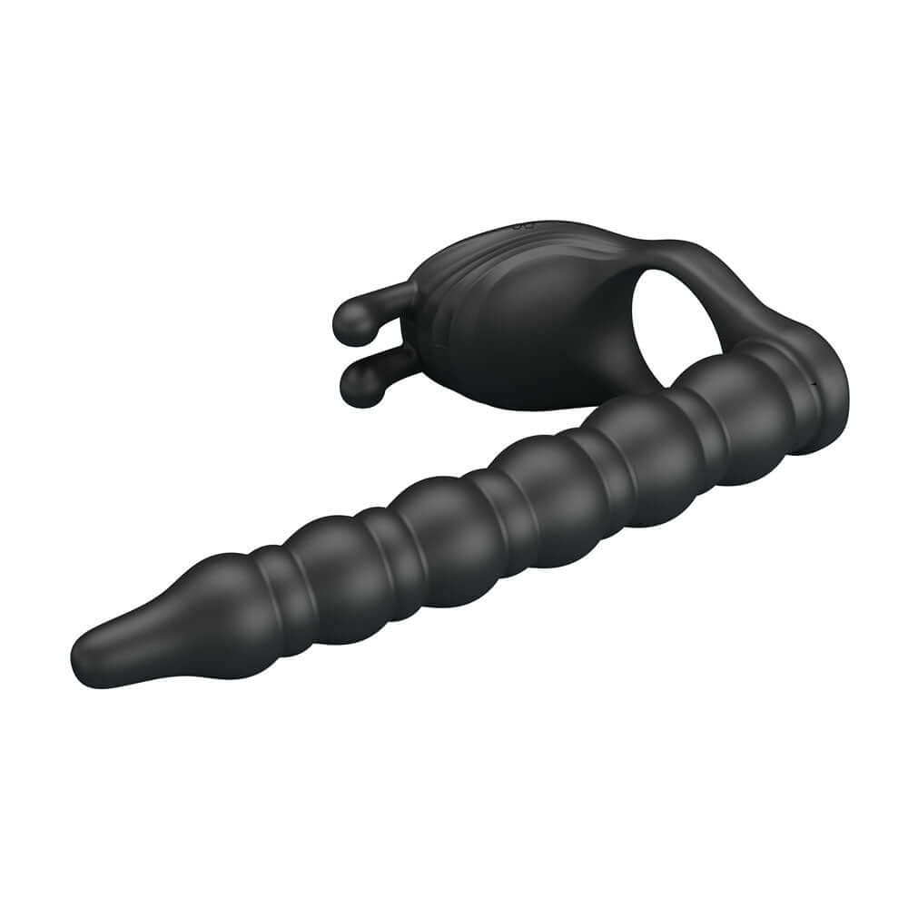 Party Up MARCUS Ring & Anal Plug - Black USB Rechargeable Vibrating Cock Ring with Double Penetrator