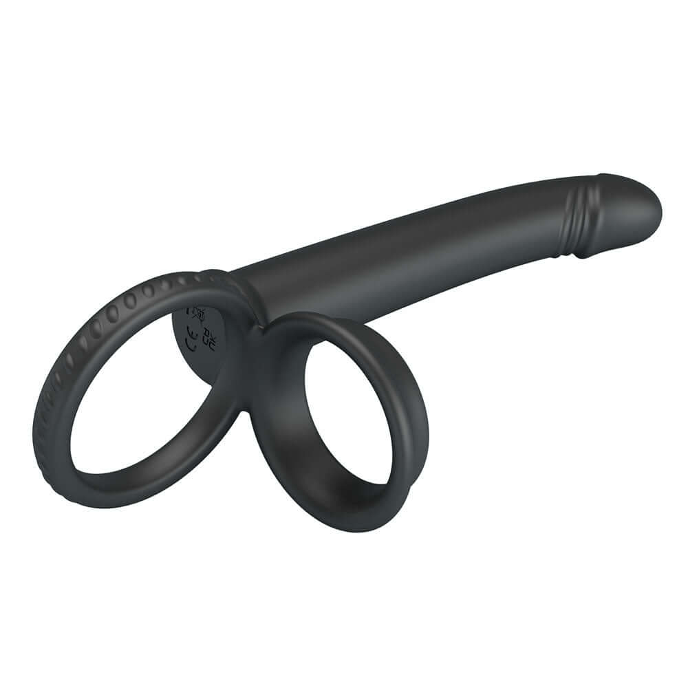 Party Up MARTIN Double Penetrator - Black Cock & Ball Rings with Double Penetrator