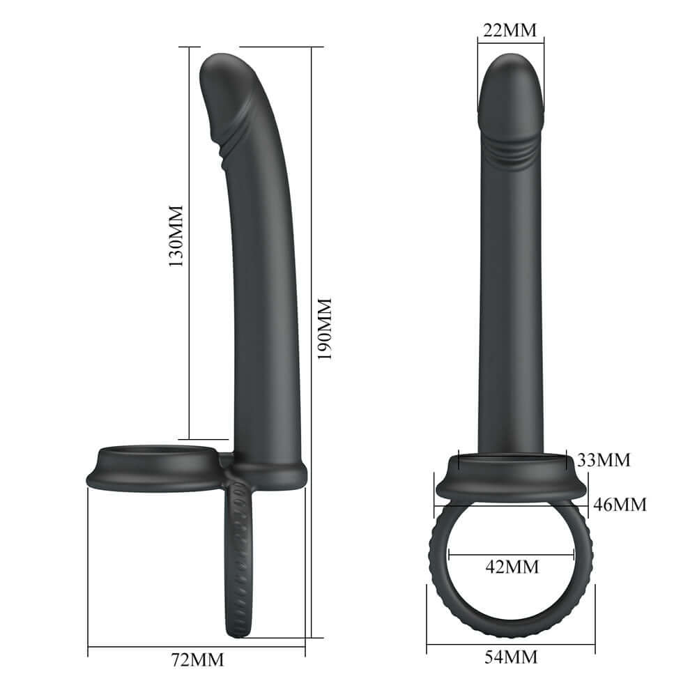 Party Up MARTIN Double Penetrator - Black Cock & Ball Rings with Double Penetrator