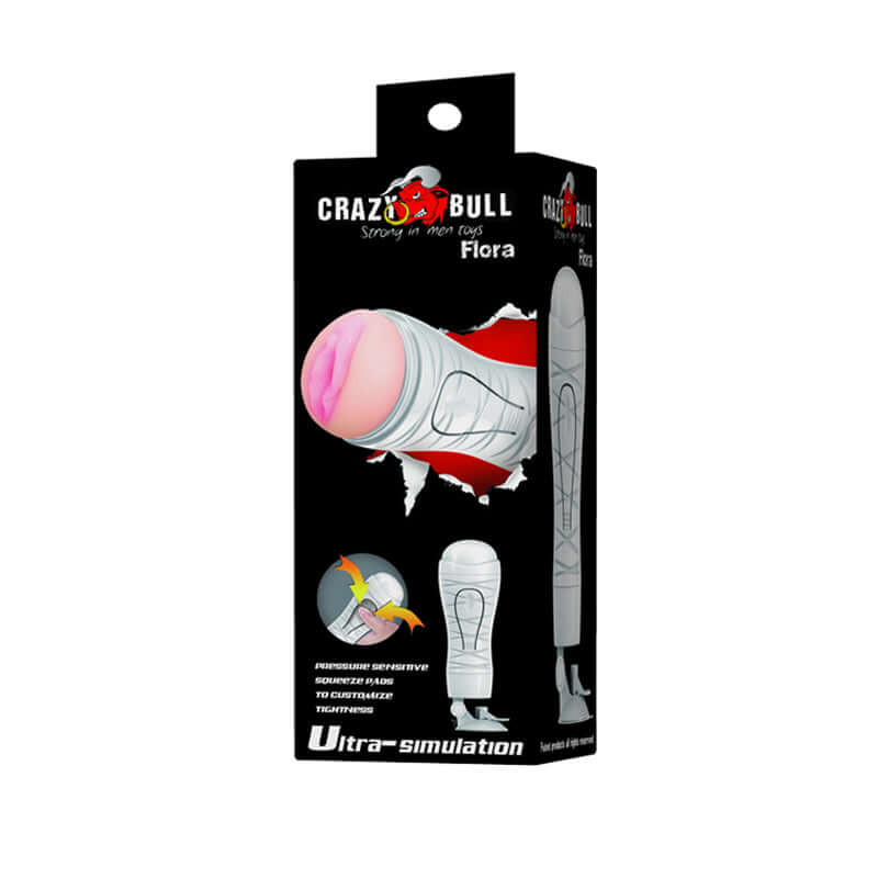 CRAZY BULL Flora Stroker - Flesh Squeezable Vagina Stroker with Suction Base