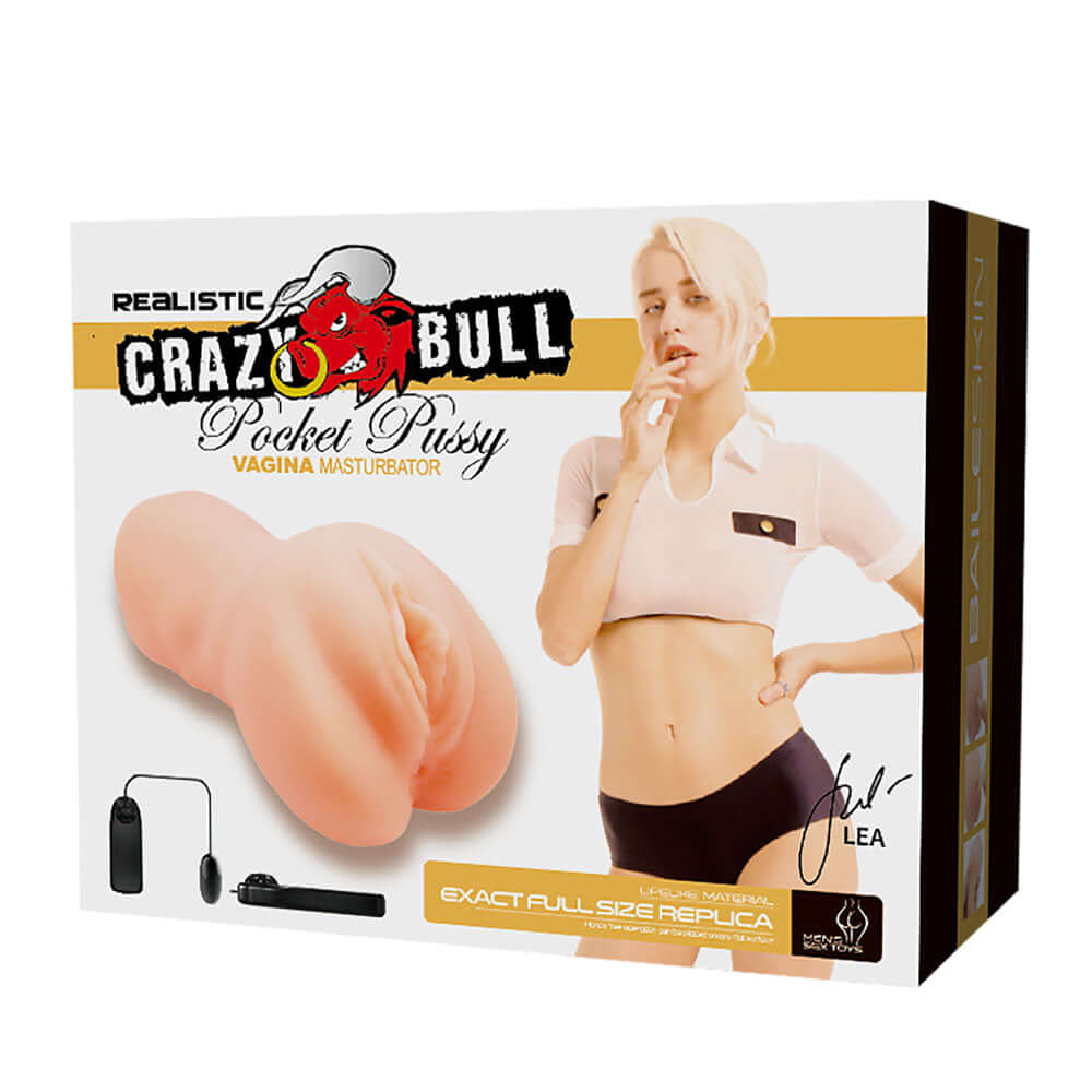 CRAZY BULL LEA Vibrating Vagina Stroker - Flesh Vibrating Vagina Stroker