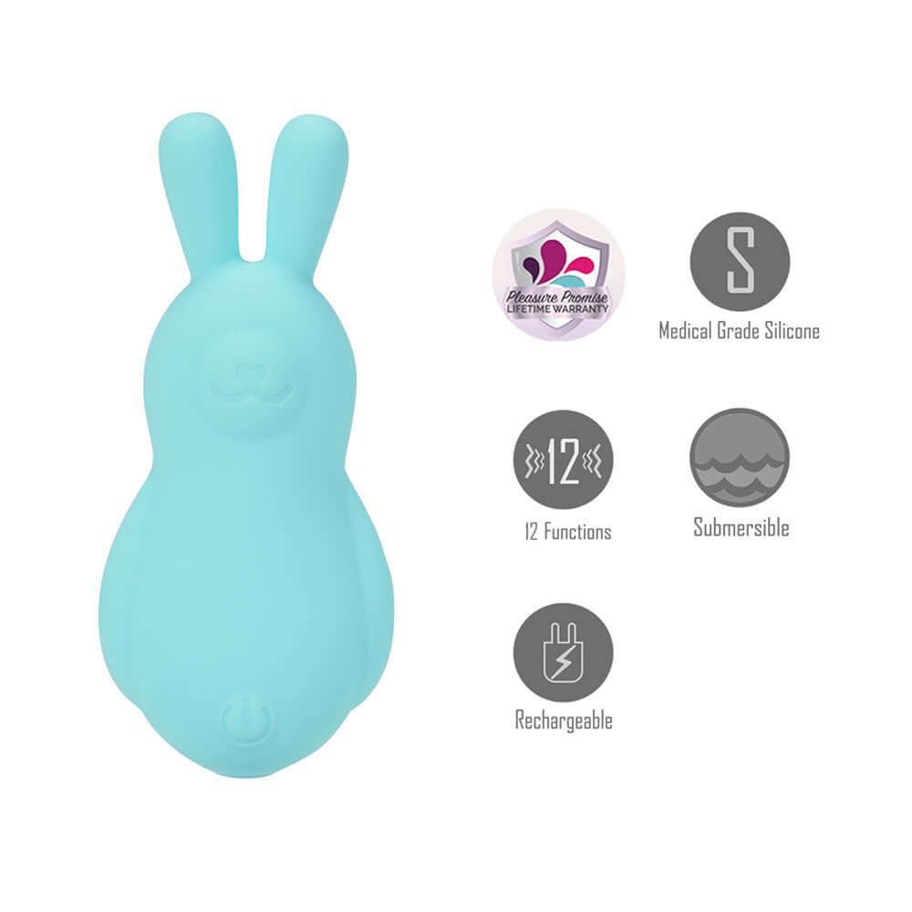 Maia BRI - Teal - Teal 9 cm USB Rechargeable Vibrating Bunny Bullet