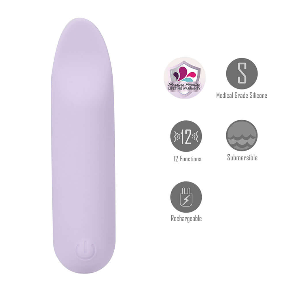 Maia TAWNI - Lavender - Lavender 9 cm USB Rechargeable Bullet with Flickering Tip