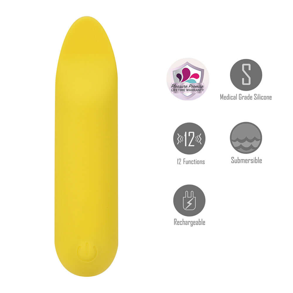 Maia TAWNI - Yellow - Yellow 9 cm USB Rechargeable Bullet with Flickering Tip