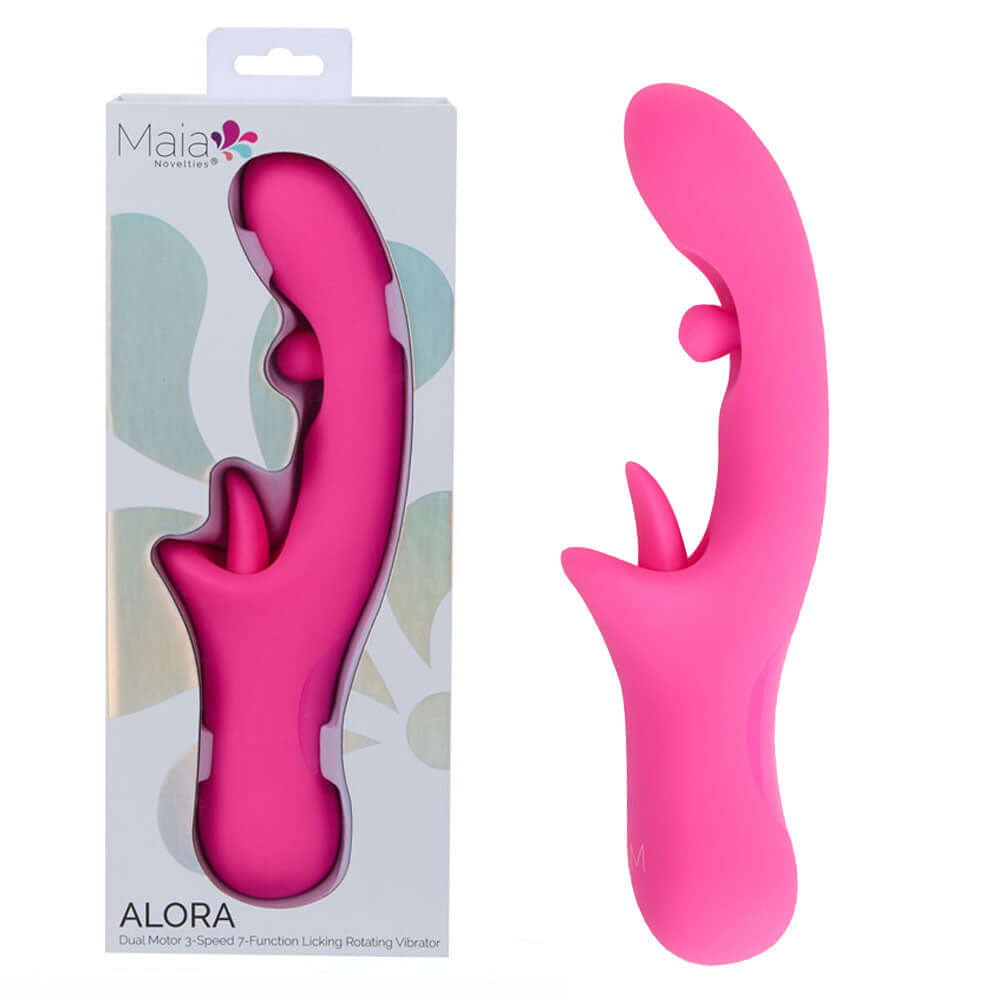Maia ALORA - Pink 24.1 cm USB Rechargeable Rotating & Licking Vibrator