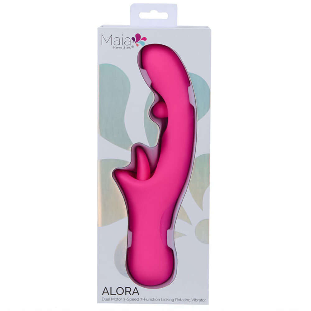 Maia ALORA - Pink 24.1 cm USB Rechargeable Rotating & Licking Vibrator