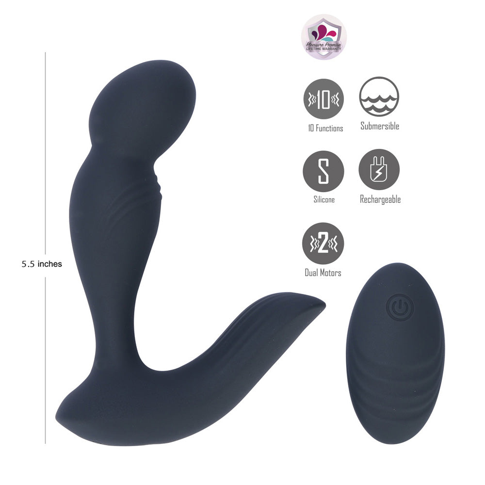 Maia COLTON - Black - Black USB Rechargeable Vibrating Prostate Massager with Wireless Remote