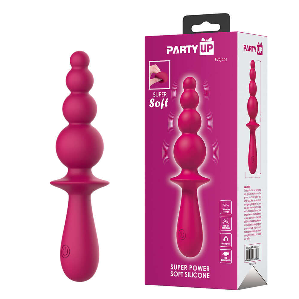 Party Up EVAJANE - Pink - Pink 17.1 cm USB Rechargeable Beaded Vibrator