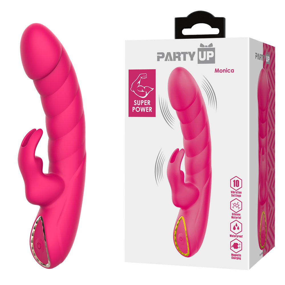 Party Up MONICA - Pink - Pink 15.8 cm USB Rechargeable Rabbit Vibrator