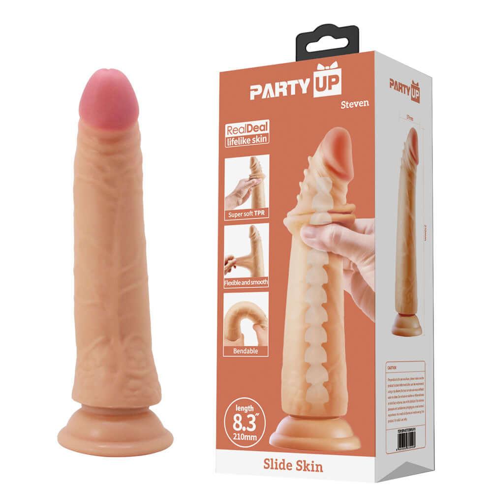 Party Up STEVEN Slide Skin Dong - Flesh 21 cm Flexible Dildo