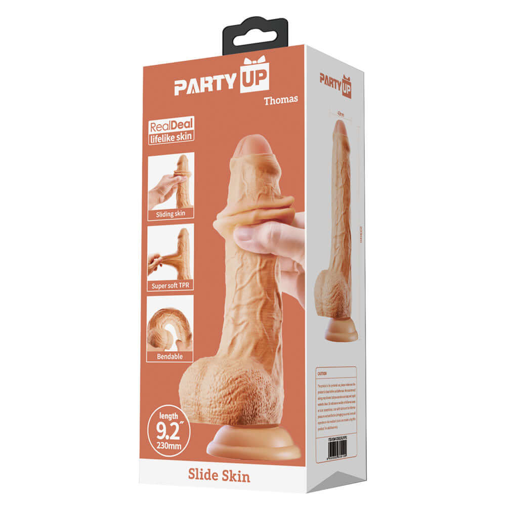 Party Up THOMAS Slide Skin Dong - Flesh 23 cm Flexible Dildo