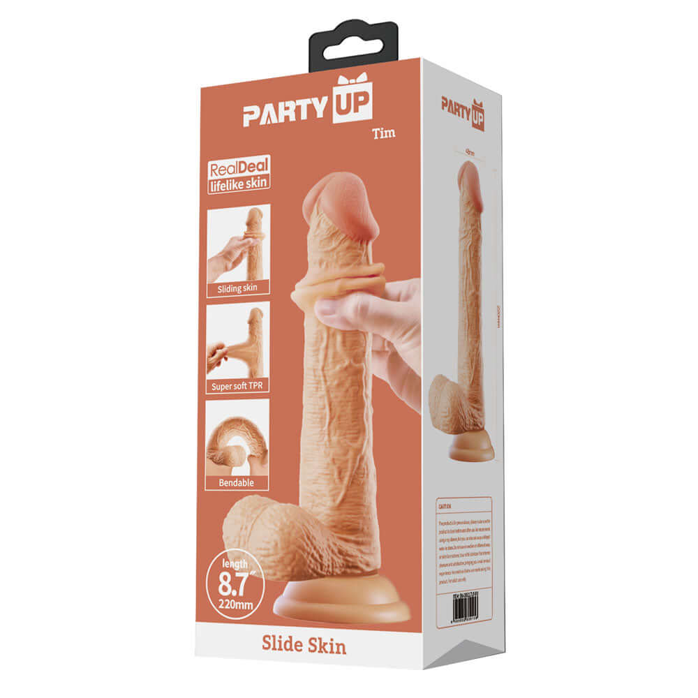 Party Up TIM Slide Skin Dong - Flesh 22 cm Flexible Dildo
