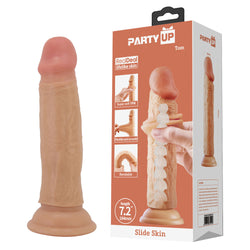 Party Up TOM Slide Skin Dong - Flesh 18.4 cm Flexible Dildo