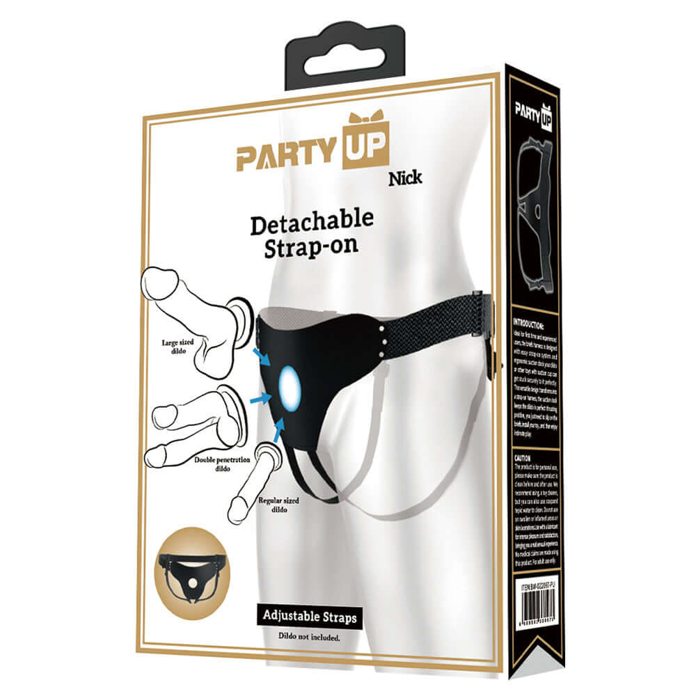 Party Up NICK Strap-On Harness - Black Adjustable Strap-On Harness (No Probe Included)
