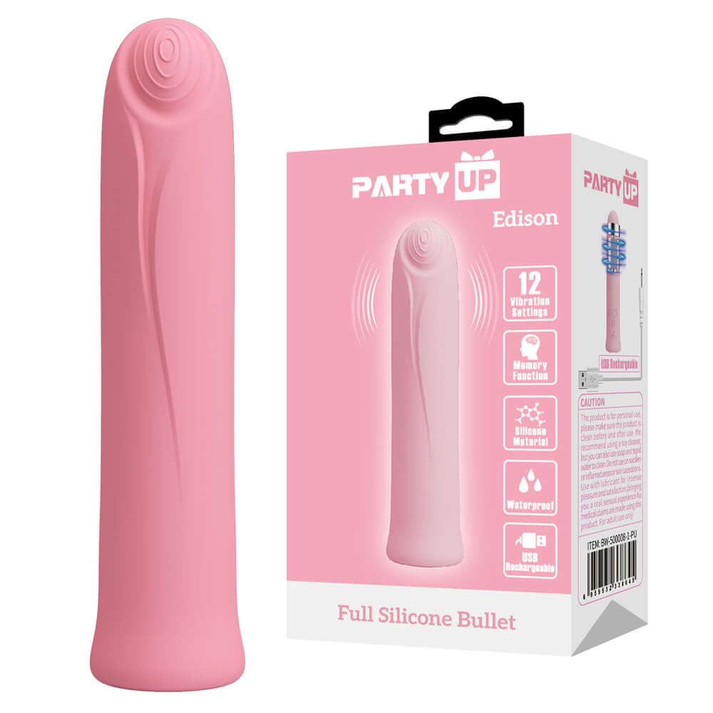 Party Up EDISON Bullet - Pink - Pink 10.3 cm USB Rechargeable Bullet