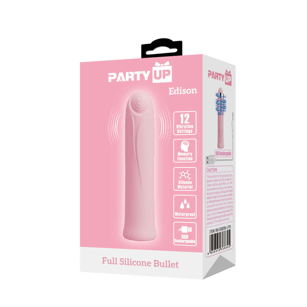 Party Up EDISON Bullet - Pink - Pink 10.3 cm USB Rechargeable Bullet