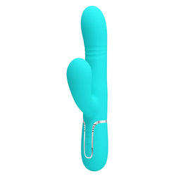 Party Up PAUL Rolling Beads Vibrator - Teal - Teal 22.6 cm USB Rechargeable Thrusting Rabbit Vibrator
