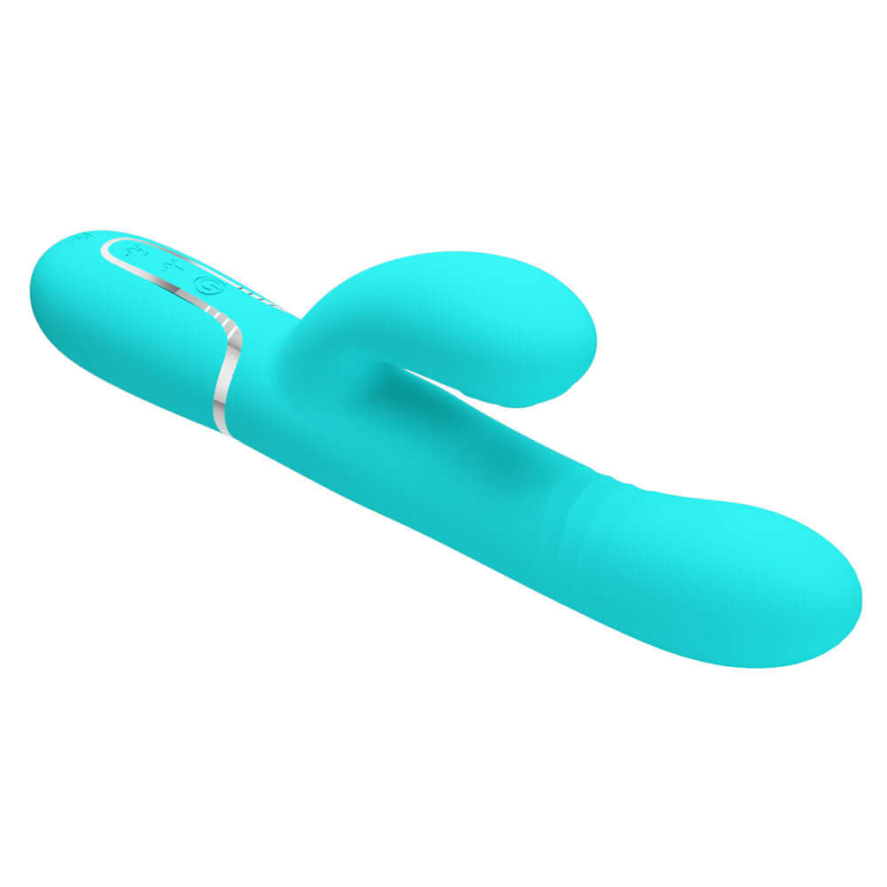 Party Up PAUL Rolling Beads Vibrator - Teal - Teal 22.6 cm USB Rechargeable Thrusting Rabbit Vibrator