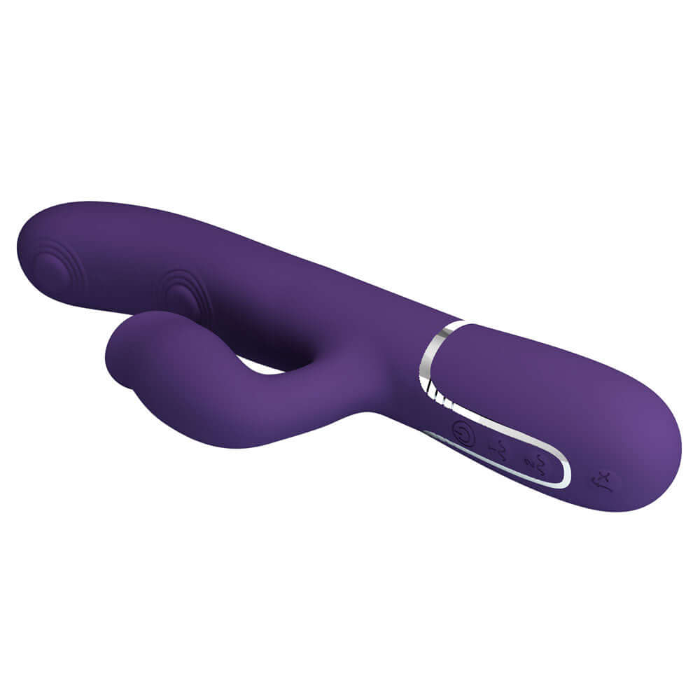 Party Up ALAN Dual Motor Vibrator - Purple - Purple 22.8 cm USB Rechargeable Vibrator with Licking Clit Stimulator and Thumping Shaft