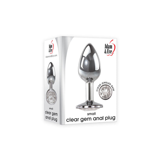 Adam & Eve Clear Gem Anal Plug - Small Metallic 7.1 cm Butt Plug with Clear Gem Base