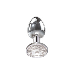 Adam & Eve Clear Gem Anal Plug - Small Metallic 7.1 cm Butt Plug with Clear Gem Base