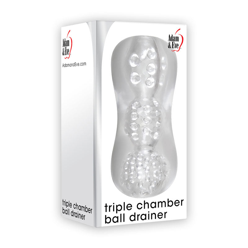 Adam & Eve Triple Chamber Ball Drainer Clear Masturbator Sleeve