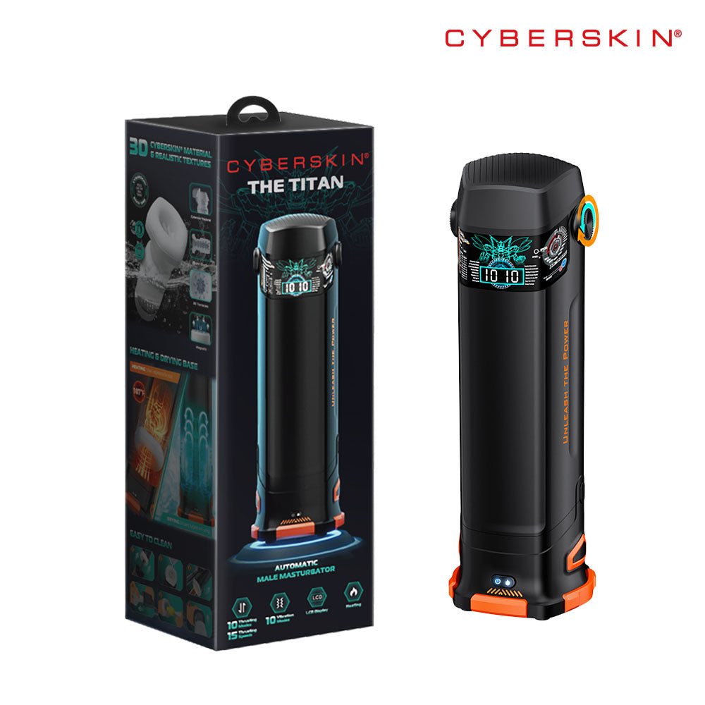 CyberSkin B-Titan - Black USB Rechargeable Thrusting & Vibrating Auto Masturbator with Heater