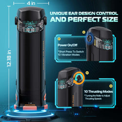CyberSkin B-Titan - Black USB Rechargeable Thrusting & Vibrating Auto Masturbator with Heater