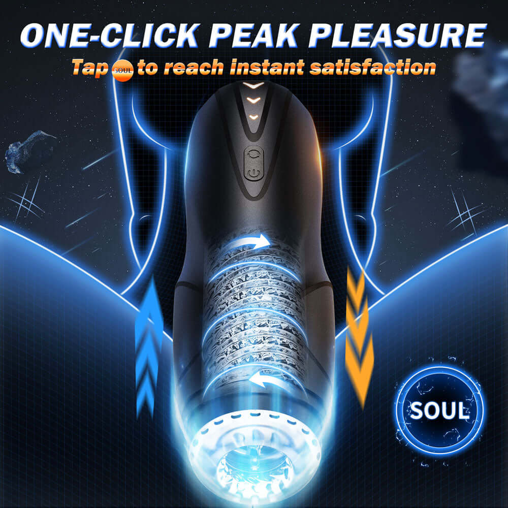 CyberSkin Galaxy Voy - USB Rechargeable Thrusting & Rotating Auto Masturbator with Heater