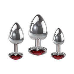 Adam & Eve Three Hearts Gem Anal Plug Set Metallic - Set of 3 Sizes