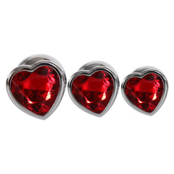 Adam & Eve Three Hearts Gem Anal Plug Set Metallic - Set of 3 Sizes