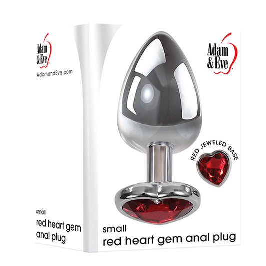 Adam & Eve Red Heart Gen Anal Plug - Small Metallic 7.1 cm with Heart Gem Base