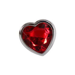 Adam & Eve Red Heart Gen Anal Plug - Small Metallic 7.1 cm with Heart Gem Base