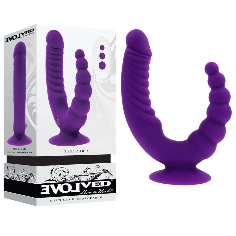 Evolved THE RIDER - Purple USB Rechargeable Double Ended Vibrator with Wireless Remote
