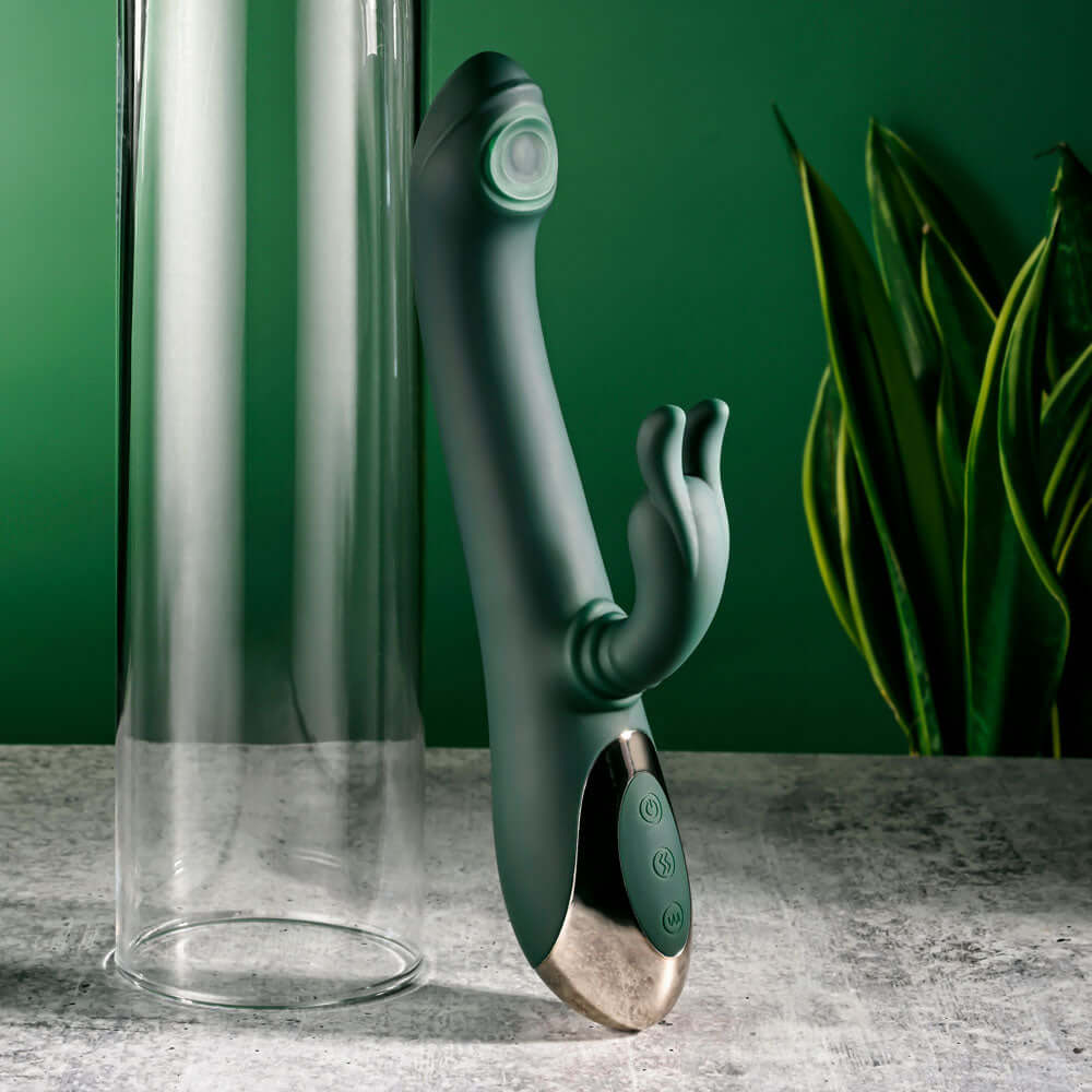 Evolved RABBIT TAP TAP - Green 25 cm USB Rechargeable Rabbit Vibrator with Tapping Tip