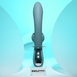 Evolved TAKE YOUR FLICK - Grey 24.1 cm USB Rechargeable Vibrator with Flicking Clitoral Stimulator
