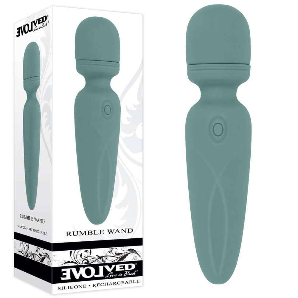Evolved RUMBLE WAND - Olive Green 13.4 USB Rechargeable Mini Massage Wand