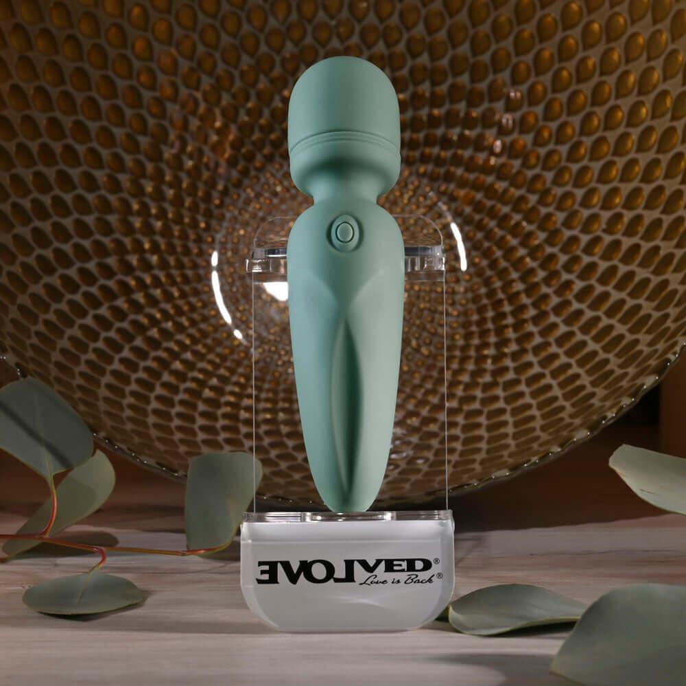 Evolved RUMBLE WAND - Olive Green 13.4 USB Rechargeable Mini Massage Wand