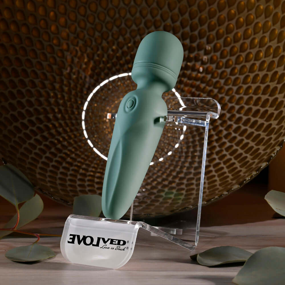 Evolved RUMBLE WAND - Olive Green 13.4 USB Rechargeable Mini Massage Wand