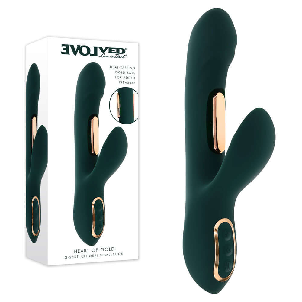 Evolved HEART OF GOLD - Green USB Rechargeable Rabbit Vibrator