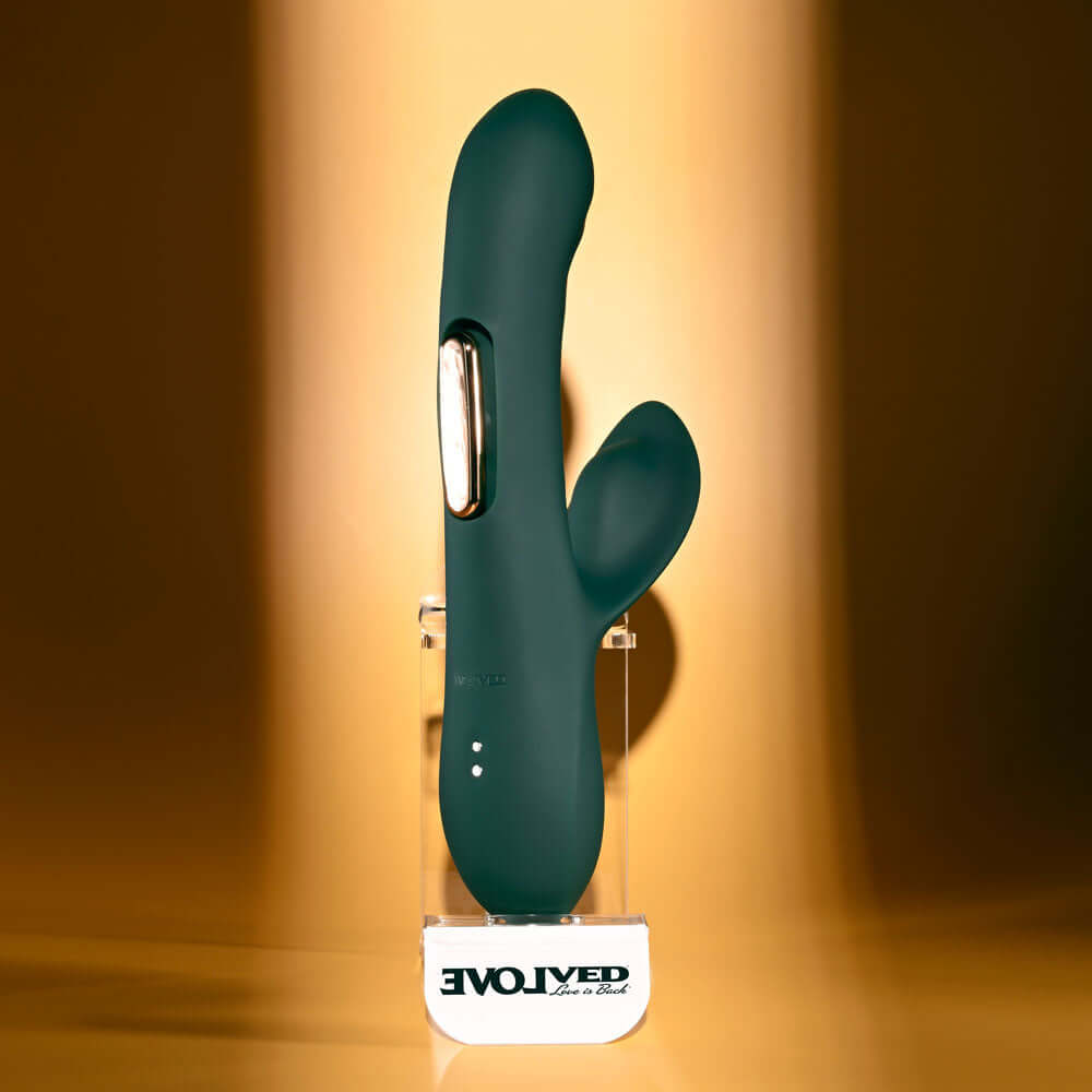 Evolved HEART OF GOLD - Green USB Rechargeable Rabbit Vibrator