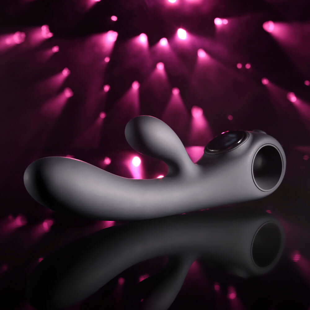 Evolved BLACK MAGIC - Black 20 cm USB Rechargeable Rabbit Vibrator with LED Screen
