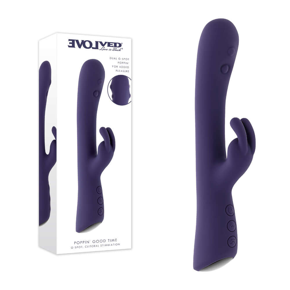 Evolved POPPIN GOOD TIME - Purple 20 cm USB Rechargeable Rabbit Vibrator