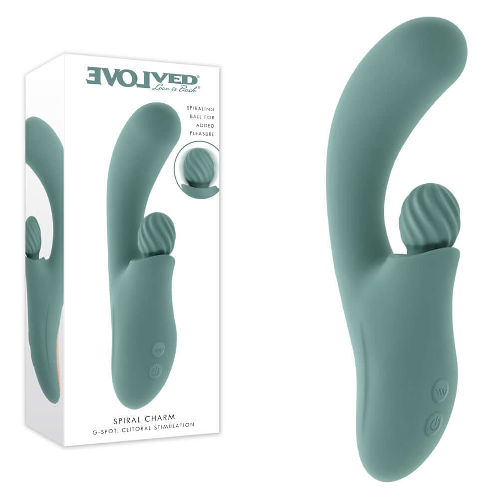 Evolved SPIRAL CHARM - Green 18 cm USB Rechargeable Rabbit Vibrator