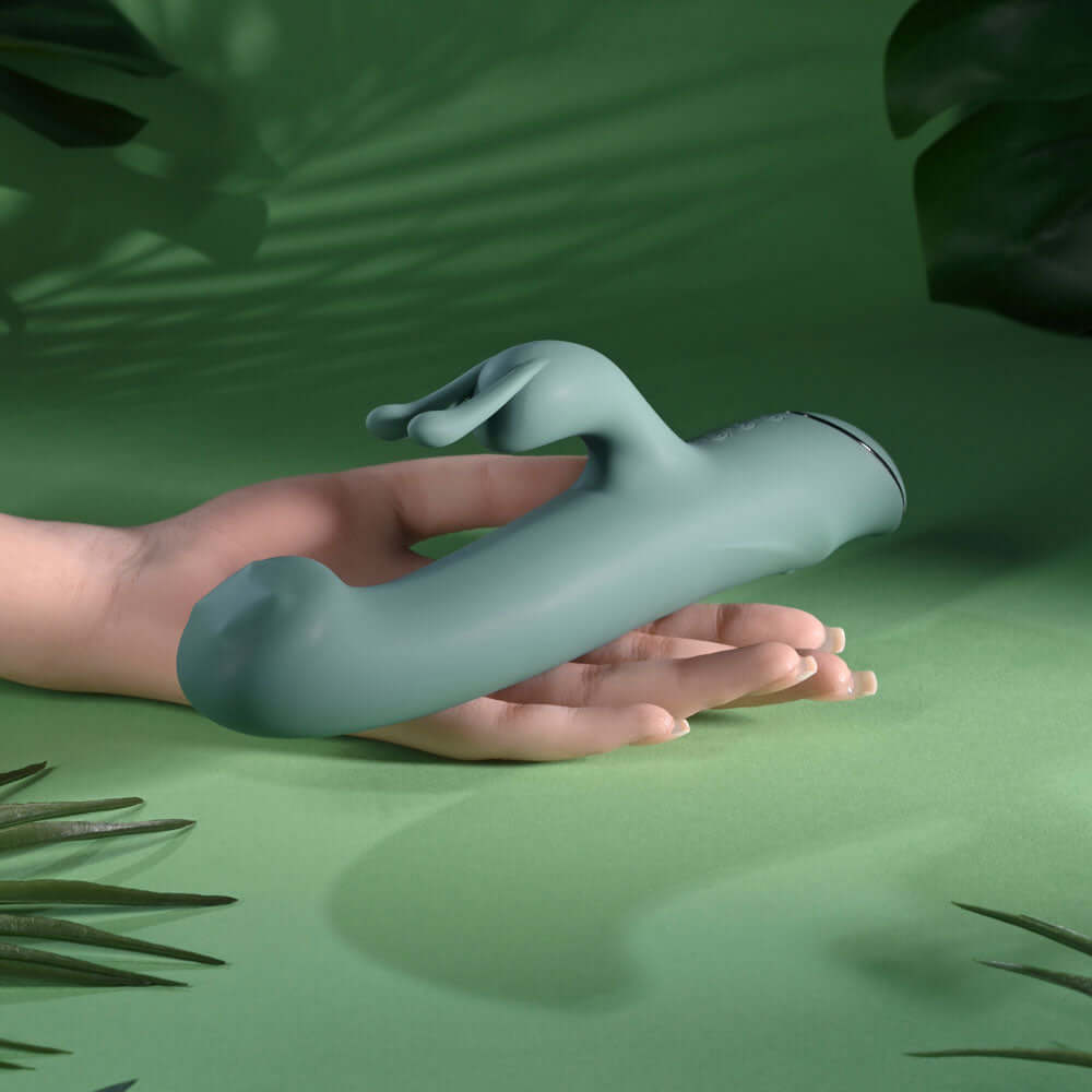 Evolved SATIN SWIRL - Green 23 cm USB Rechargeable Rabbit Vibrator with Swirling Head