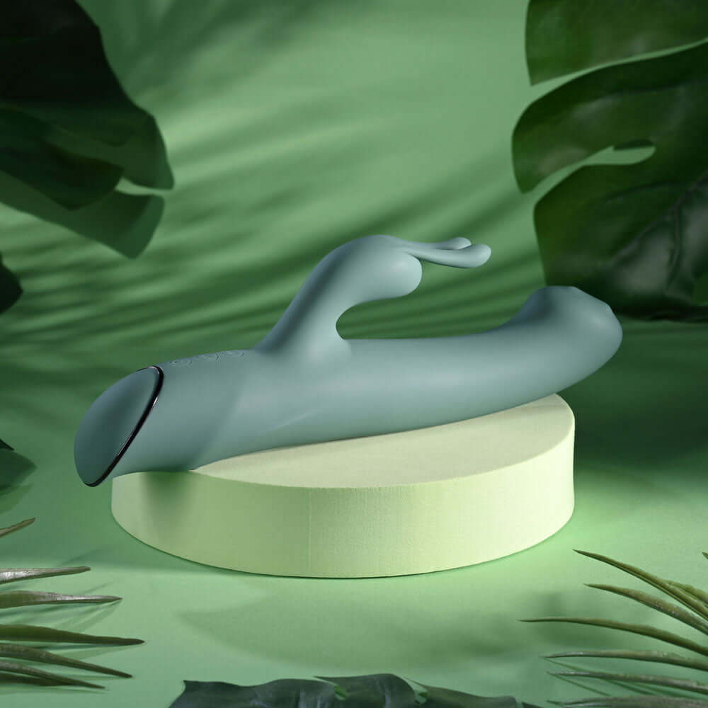 Evolved SATIN SWIRL - Green 23 cm USB Rechargeable Rabbit Vibrator with Swirling Head